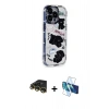 MARSİLYAN™- iPhone 14 Pro Kılıf Ahenk Modern Serisi - Siyah 3D Antistatik Cam Ekran Koruyucu + Raze Metal Kamera Lens - GD