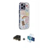 MARSİLYAN™- iPhone 14 Pro Kılıf Ahenk Modern Serisi - Siyah 3D Antistatik Cam Ekran Koruyucu + Raze Metal Kamera Lens - GD
