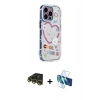 MARSİLYAN™- iPhone 14 Pro Kılıf Ahenk Modern Serisi - Siyah 3D Antistatik Cam Ekran Koruyucu + Raze Metal Kamera Lens - GD