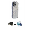 MARSİLYAN™- iPhone 14 Pro Kılıf Ahenk Modern Serisi - Siyah 3D Antistatik Cam Ekran Koruyucu + Raze Metal Kamera Lens - GD