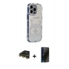 MARSİLYAN™- iPhone 14 Pro Kılıf Ahenk Modern Serisi - Siyah 3D Antistatik Hayalet Cam Ekran Koruyucu + Raze Metal Kamera Lens - GD