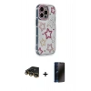 MARSİLYAN™- iPhone 14 Pro Kılıf Ahenk Modern Serisi - Siyah 3D Antistatik Hayalet Cam Ekran Koruyucu + Raze Metal Kamera Lens - GD
