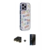 MARSİLYAN™- iPhone 14 Pro Kılıf Ahenk Modern Serisi - Siyah 3D Antistatik Hayalet Cam Ekran Koruyucu + Raze Metal Kamera Lens - GD