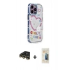 MARSİLYAN™- iPhone 14 Pro Kılıf Ahenk Modern Serisi - Siyah 6D Mat Seramik Hayalet Nano Ekran Koruyucu + Raze Metal Kamera Lens - GD