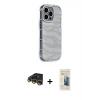 MARSİLYAN™- iPhone 14 Pro Kılıf Ahenk Modern Serisi - Siyah 6D Mat Seramik Hayalet Nano Ekran Koruyucu + Raze Metal Kamera Lens - GD