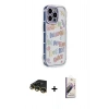 MARSİLYAN™- iPhone 14 Pro Kılıf Ahenk Modern Serisi - Siyah Bilvis 3D Mat Cam Ekran Koruyucu + Raze Metal Kamera Lens - GD