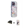 MARSİLYAN™- iPhone 14 Pro Kılıf Ahenk Modern Serisi - Siyah Bilvis 3D Mat Cam Ekran Koruyucu + Raze Metal Kamera Lens - GD