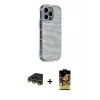MARSİLYAN™- iPhone 14 Pro Kılıf Ahenk Modern Serisi - Siyah Buffer Cam Ekran Koruyucu + Raze Metal Kamera Lens - GD