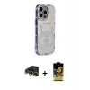 MARSİLYAN™- iPhone 14 Pro Kılıf Ahenk Modern Serisi - Siyah Buffer Cam Ekran Koruyucu + Raze Metal Kamera Lens - GD