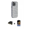 MARSİLYAN™- iPhone 14 Pro Kılıf Ahenk Modern Serisi - Siyah Buffer Hayalet Cam Ekran Koruyucu + Raze Metal Kamera Lens - GD