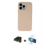 MARSİLYAN™- iPhone 14 Pro Kılıf Ahenk Serisi - Siyah 3D Antistatik Cam Ekran Koruyucu + Raze Metal Kamera Lens - GD