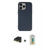 MARSİLYAN™- iPhone 14 Pro Kılıf Ahenk Serisi - Siyah Polymer Nano Ekran Koruyucu + Raze Metal Kamera Lens - GD