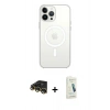 MARSİLYAN™- iPhone 14 Pro Kılıf Ahenk Yansıma Prime - Şeffaf Pasifik Cam Ekran Koruyucu + Raze Metal Kamera Lens - GD