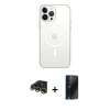 MARSİLYAN™- iPhone 14 Pro Kılıf Ahenk Yansıma Prime - Siyah 3D Antistatik Hayalet Cam Ekran Koruyucu + Raze Metal Kamera Lens - GD