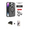 MARSİLYAN™- iPhone 14 Pro Kılıf Akış Form - Siyah Bilvis 3D Mat Cam Ekran Koruyucu + Raze Metal Kamera Lens - GD