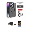 MARSİLYAN™- iPhone 14 Pro Kılıf Akış Form - Siyah Buffer Hayalet Cam Ekran Koruyucu + Raze Metal Kamera Lens - GD