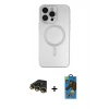 MARSİLYAN™- iPhone 14 Pro Kılıf Akış Minimal Özel Seri - Siyah 18D Cam Ekran Koruyucu + Raze Metal Kamera Lens - GD