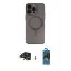 MARSİLYAN™- iPhone 14 Pro Kılıf Akış Minimal Özel Seri - Siyah 18D Cam Ekran Koruyucu + Raze Metal Kamera Lens - GD