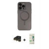 MARSİLYAN™- iPhone 14 Pro Kılıf Akış Minimal Özel Seri - Siyah 20D Premium Cam Ekran Koruyucu + Raze Metal Kamera Lens - GD
