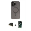 MARSİLYAN™- iPhone 14 Pro Kılıf Akış Minimal Özel Seri - Siyah 360 Mat Full Body Arka Koruyucu + Raze Metal Kamera Lens - GD
