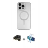 MARSİLYAN™- iPhone 14 Pro Kılıf Akış Minimal Özel Seri - Siyah 3D Antistatik Cam Ekran Koruyucu + Raze Metal Kamera Lens - GD