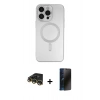 MARSİLYAN™- iPhone 14 Pro Kılıf Akış Minimal Özel Seri - Siyah 3D Antistatik Hayalet Cam Ekran Koruyucu + Raze Metal Kamera Lens - GD