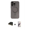 MARSİLYAN™- iPhone 14 Pro Kılıf Akış Minimal Özel Seri - Siyah Bilvis 3D Mat Cam Ekran Koruyucu + Raze Metal Kamera Lens - GD