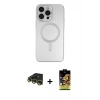 MARSİLYAN™- iPhone 14 Pro Kılıf Akış Minimal Özel Seri - Siyah Buffer Cam Ekran Koruyucu + Raze Metal Kamera Lens - GD