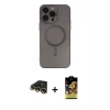 MARSİLYAN™- iPhone 14 Pro Kılıf Akış Minimal Özel Seri - Siyah Buffer Cam Ekran Koruyucu + Raze Metal Kamera Lens - GD