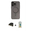 MARSİLYAN™- iPhone 14 Pro Kılıf Akış Minimal Özel Seri - Siyah Polymer Nano Ekran Koruyucu + Raze Metal Kamera Lens - GD