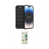 MARSİLYAN™- iPhone 14 Pro Kılıf Atlas Koleksiyonu - Siyah 20D Premium Cam Ekran Koruyucu