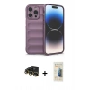 MARSİLYAN™- iPhone 14 Pro Kılıf Atlas Koleksiyonu - Siyah 6D Mat Seramik Hayalet Nano Ekran Koruyucu + Raze Metal Kamera Lens - GD