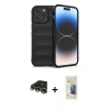 MARSİLYAN™- iPhone 14 Pro Kılıf Atlas Koleksiyonu - Siyah 6D Mat Seramik Hayalet Nano Ekran Koruyucu + Raze Metal Kamera Lens - GD