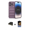 MARSİLYAN™- iPhone 14 Pro Kılıf Atlas Koleksiyonu - Siyah Buffer Hayalet Cam Ekran Koruyucu + Raze Metal Kamera Lens - GD