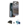 MARSİLYAN™- iPhone 14 Pro Kılıf Atlas Minimal Özel Seri - Siyah 3D Antistatik Cam Ekran Koruyucu + Raze Metal Kamera Lens - GD