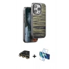 MARSİLYAN™- iPhone 14 Pro Kılıf Atlas Minimal Özel Seri - Siyah 3D Antistatik Cam Ekran Koruyucu + Raze Metal Kamera Lens - GD