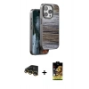 MARSİLYAN™- iPhone 14 Pro Kılıf Atlas Minimal Özel Seri - Siyah Buffer Cam Ekran Koruyucu + Raze Metal Kamera Lens - GD