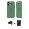 MARSİLYAN™- iPhone 14 Pro Kılıf Atlas Minimal Prime - Siyah 3D Antistatik Hayalet Cam Ekran Koruyucu + Raze Metal Kamera Lens - GD