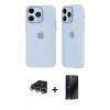 MARSİLYAN™- iPhone 14 Pro Kılıf Atlas Minimal Prime - Siyah 3D Antistatik Hayalet Cam Ekran Koruyucu + Raze Metal Kamera Lens - GD