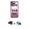 MARSİLYAN™- iPhone 14 Pro Kılıf Çekirdek Asil - Siyah 3D Antistatik Cam Ekran Koruyucu + Raze Metal Kamera Lens - GD