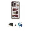 MARSİLYAN™- iPhone 14 Pro Kılıf Çekirdek Asil - Siyah 3D Antistatik Cam Ekran Koruyucu + Raze Metal Kamera Lens - GD