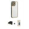 MARSİLYAN™- iPhone 14 Pro Kılıf Çekirdek Klasik Serisi - Siyah 6D Mat Seramik Hayalet Nano Ekran Koruyucu + Raze Metal Kamera Lens - GD
