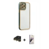 MARSİLYAN™- iPhone 14 Pro Kılıf Çekirdek Klasik Serisi - Siyah Bilvis 3D Mat Cam Ekran Koruyucu + Raze Metal Kamera Lens - GD