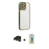 MARSİLYAN™- iPhone 14 Pro Kılıf Çekirdek Klasik Serisi - Siyah Polymer Nano Ekran Koruyucu + Raze Metal Kamera Lens - GD