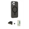 MARSİLYAN™- iPhone 14 Pro Kılıf Çekirdek Modern Prime - Siyah 20D Premium Cam Ekran Koruyucu + Raze Metal Kamera Lens - GD