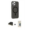 MARSİLYAN™- iPhone 14 Pro Kılıf Çekirdek Modern Prime - Siyah 6D Mat Seramik Hayalet Nano Ekran Koruyucu + Raze Metal Kamera Lens - GD