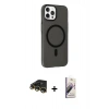 MARSİLYAN™- iPhone 14 Pro Kılıf Çekirdek Modern Prime - Siyah Bilvis 3D Mat Cam Ekran Koruyucu + Raze Metal Kamera Lens - GD