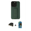 MARSİLYAN™- iPhone 14 Pro Kılıf Çekirdek Yansıma - Siyah 18D Cam Ekran Koruyucu + Raze Metal Kamera Lens - GD