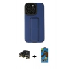 MARSİLYAN™- iPhone 14 Pro Kılıf Çekirdek Yansıma - Siyah 18D Cam Ekran Koruyucu + Raze Metal Kamera Lens - GD