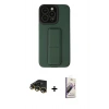 MARSİLYAN™- iPhone 14 Pro Kılıf Çekirdek Yansıma - Siyah Bilvis 3D Mat Cam Ekran Koruyucu + Gold Raze Metal Kamera Lens